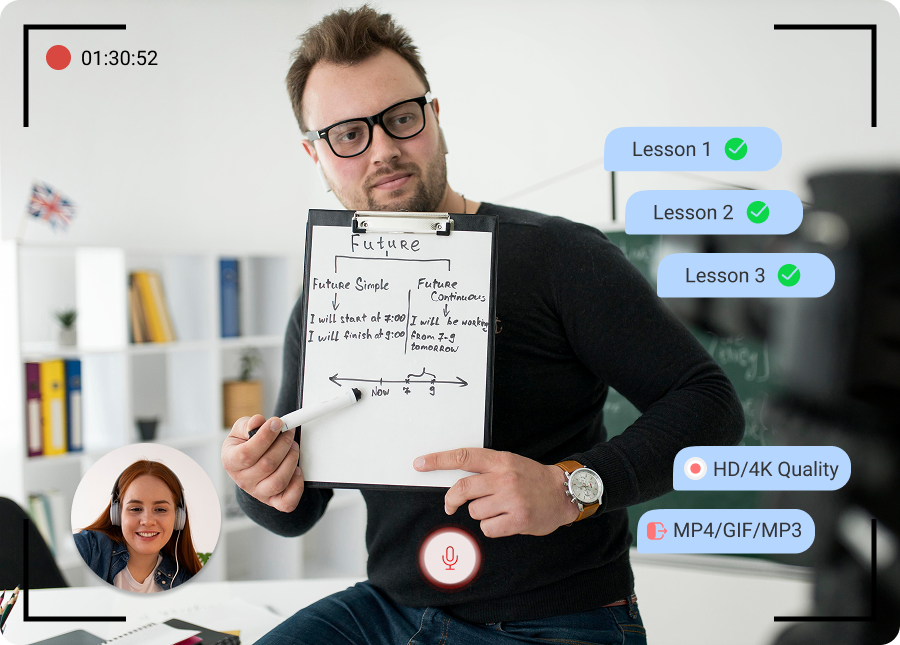 Record high quality lectures and export in seconds