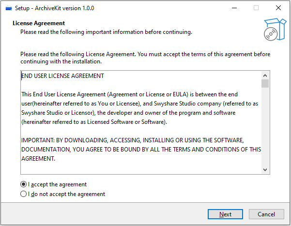 accept archivekit license agreement
