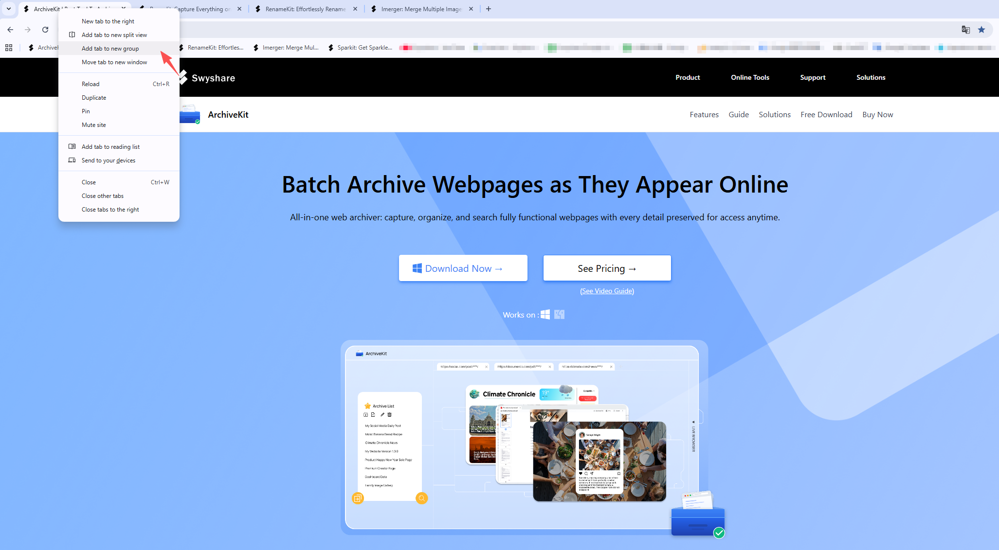 add tab to new group