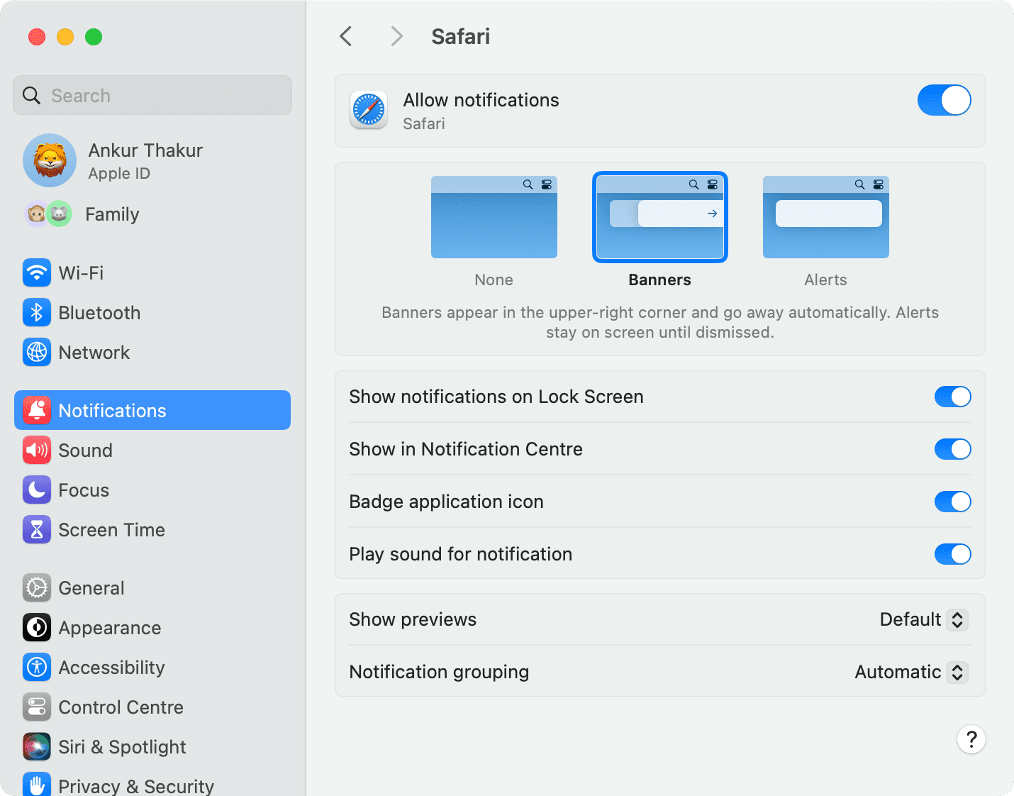 adjust mac notification settings