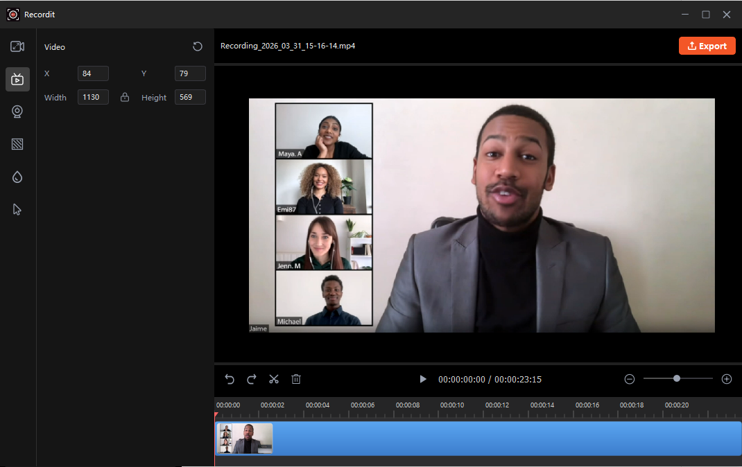 ajustar posição do vídeo