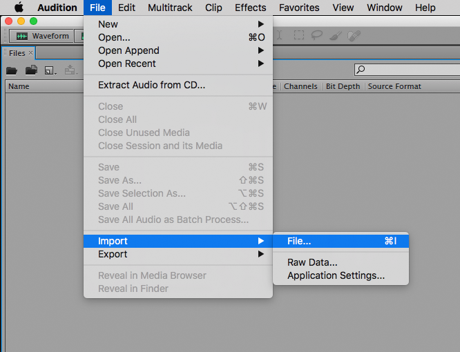adobe audition export audio file
