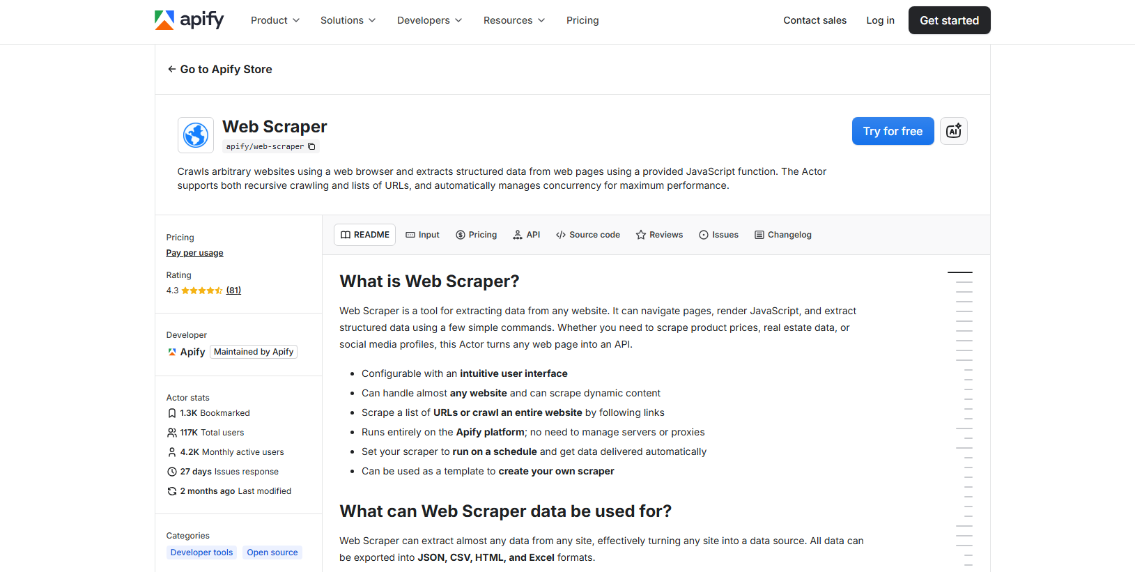 apify web scraper