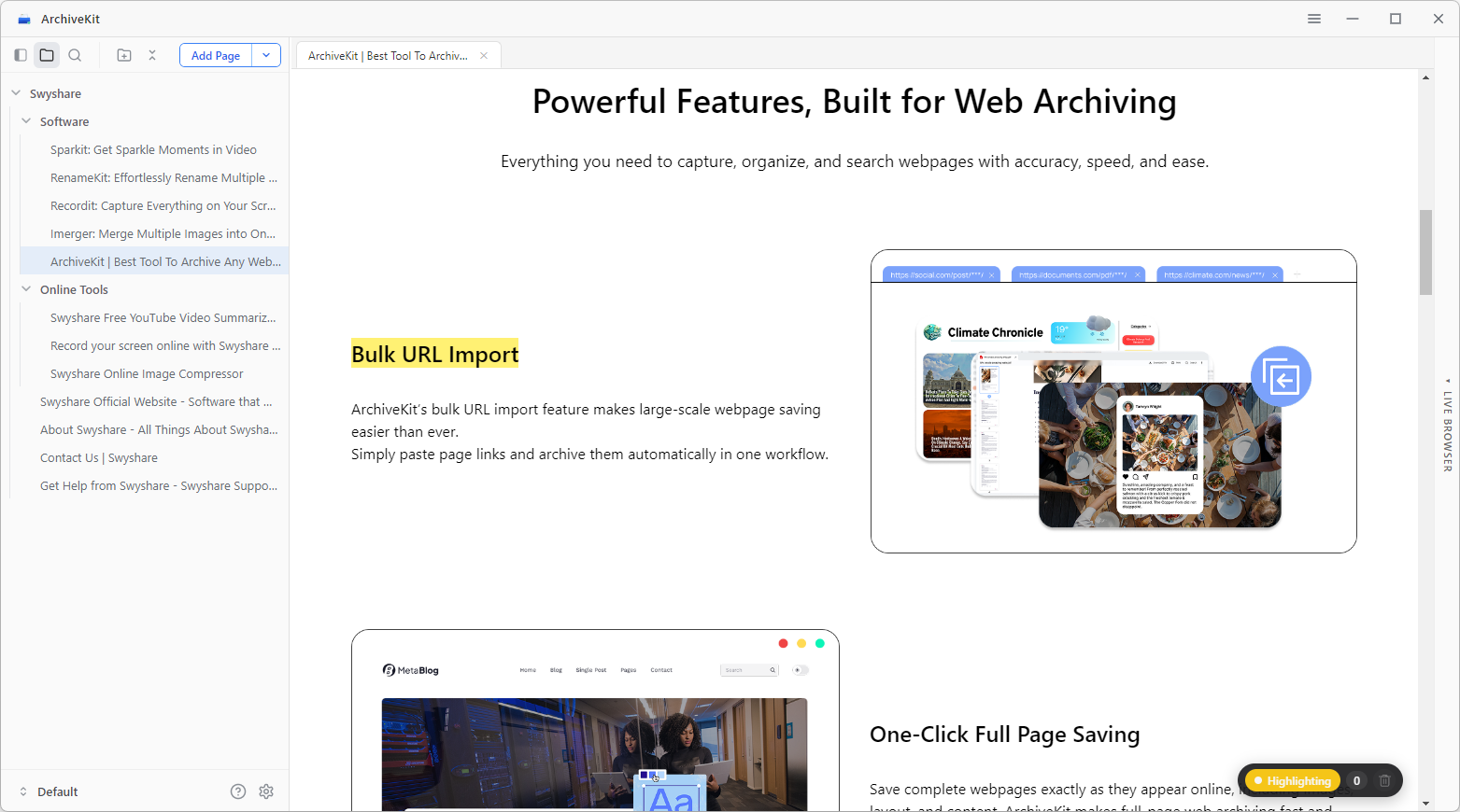archivekit highlight text