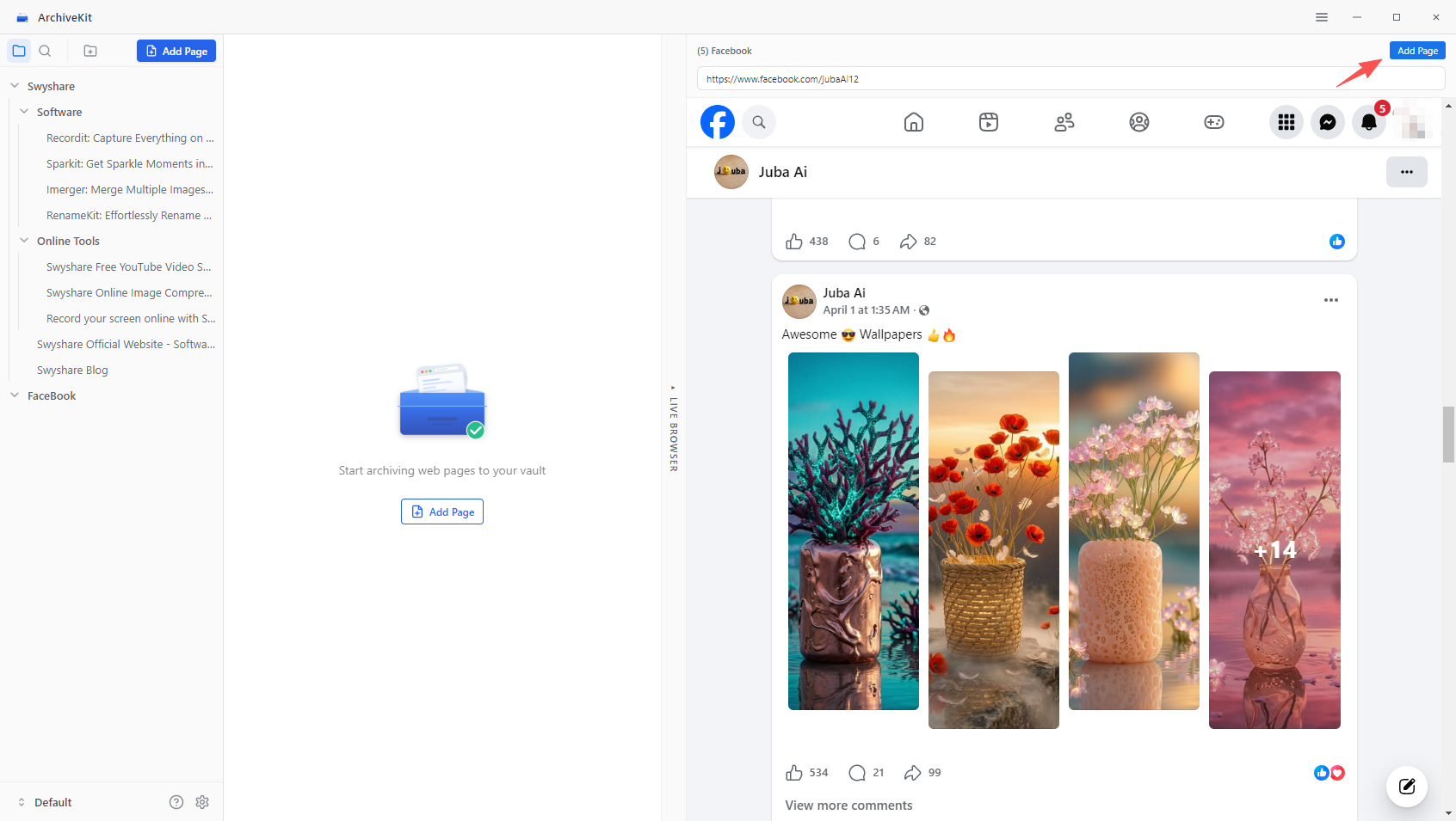 archivekit live browser add page