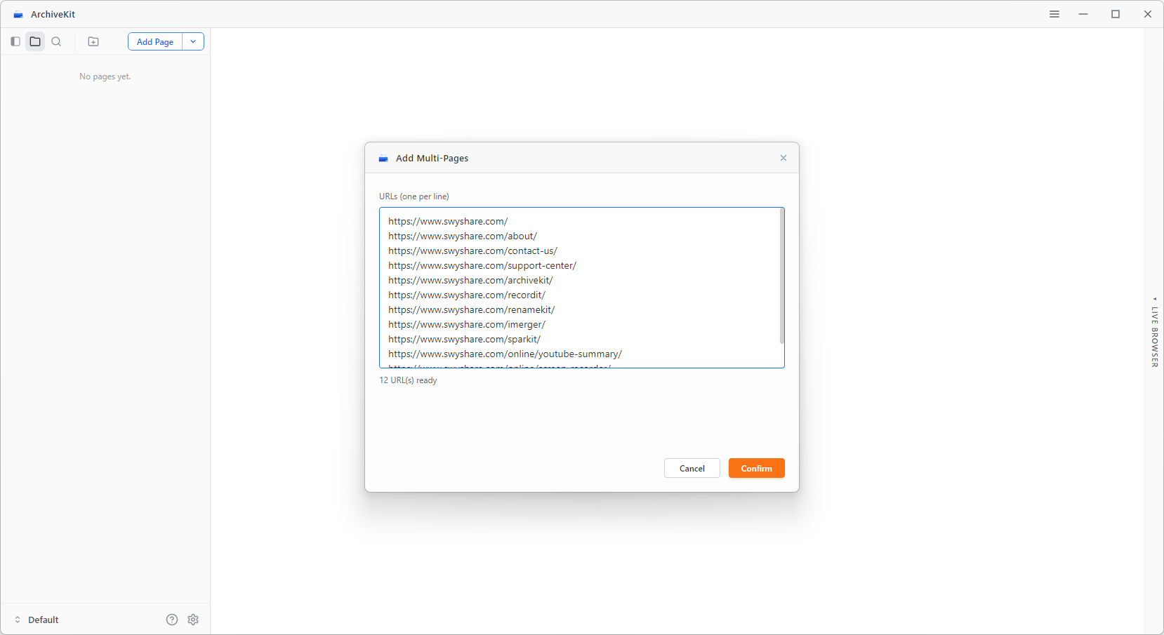 archivekit paste page urls