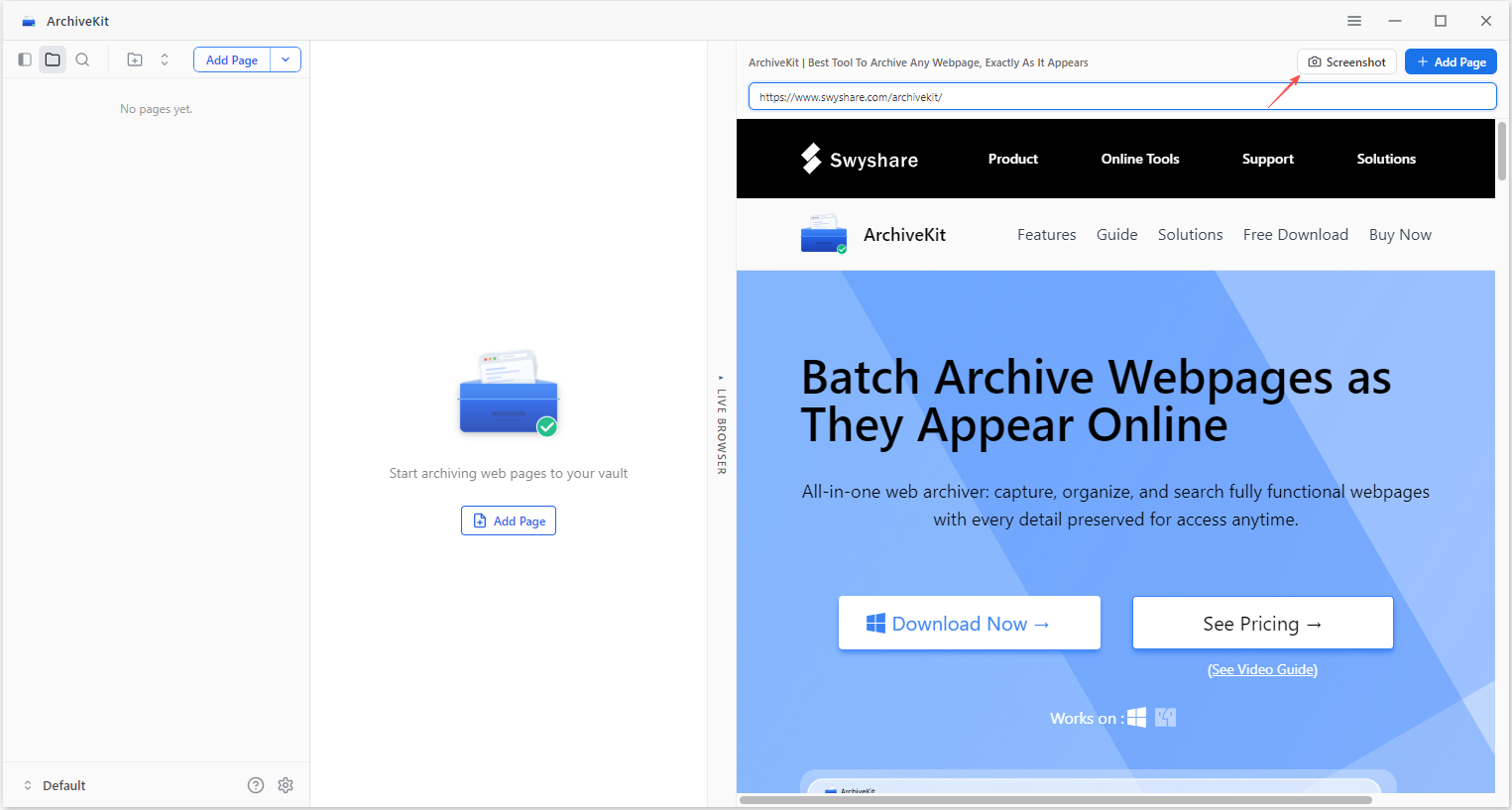 archivekit screenshot webpage