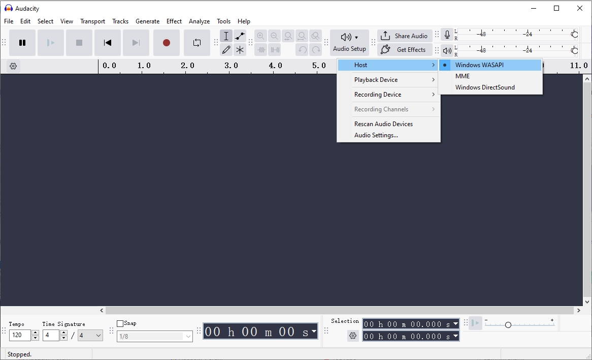 Audacity windows atrás