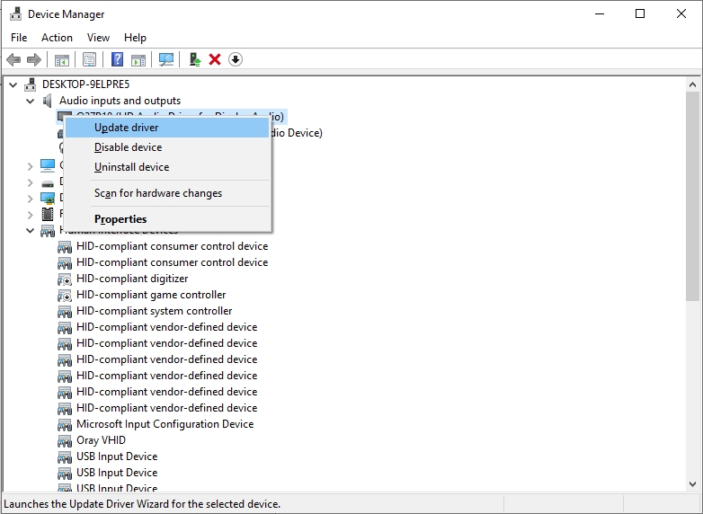audio device update driver