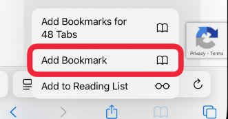 bookmark webpage in safari on iphone