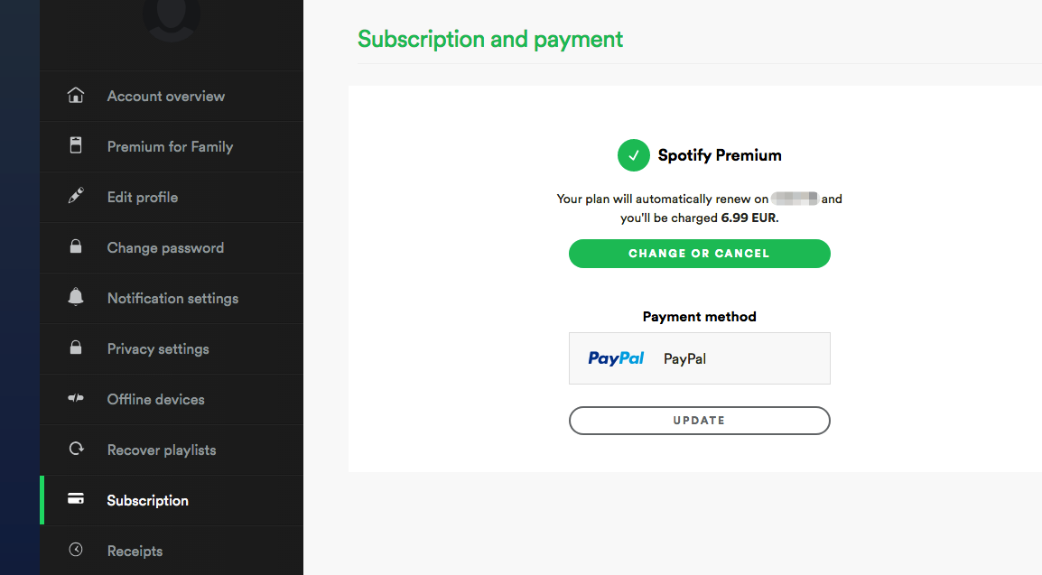 check spotify premium subscription