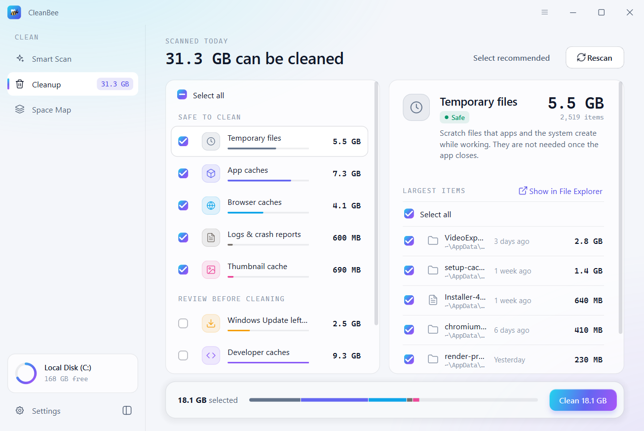 cleanbee cleanup categories and details