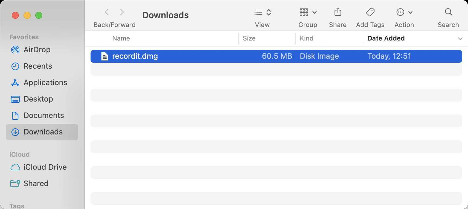 Haga clic en el instalador de Recordit para Mac