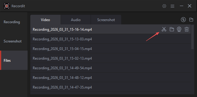Clique para abrir o editor de vídeo Recordit.