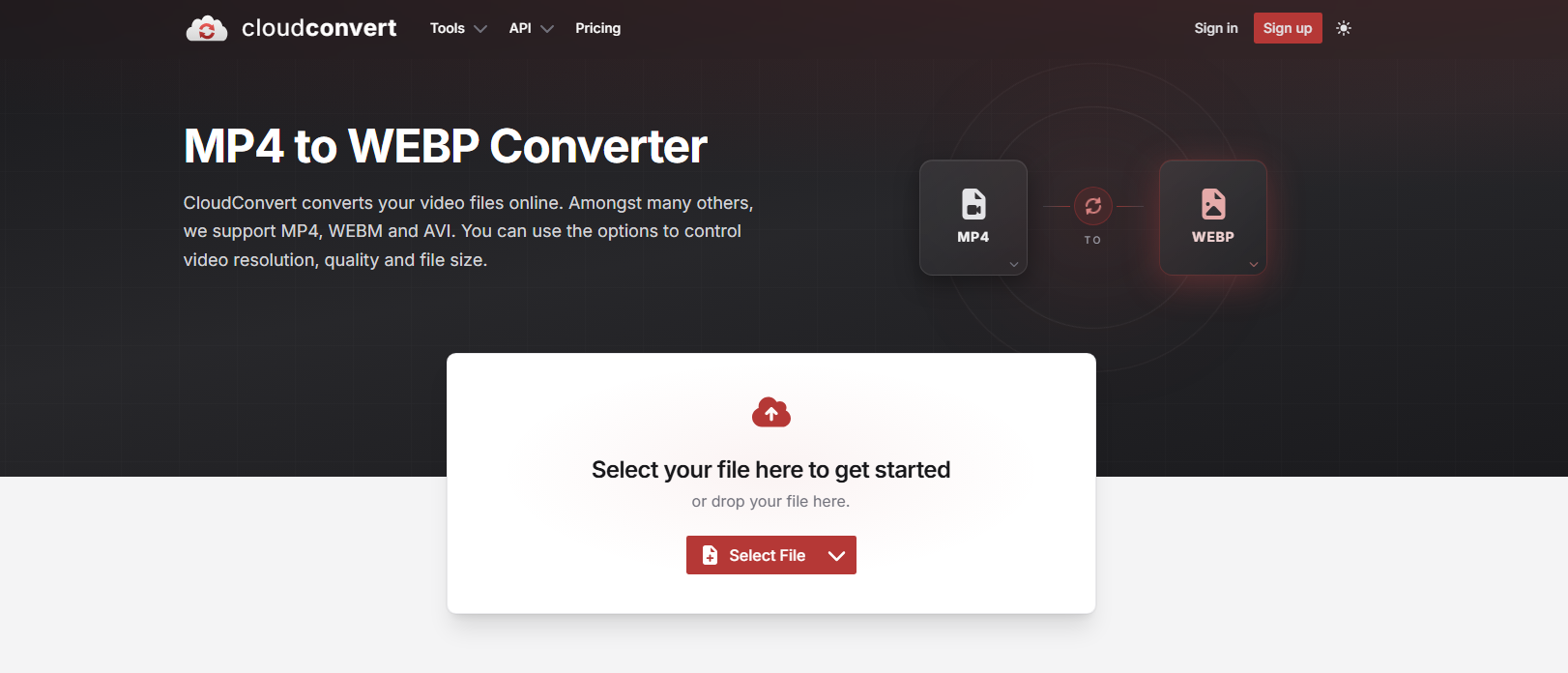 cloudconvert video to webp