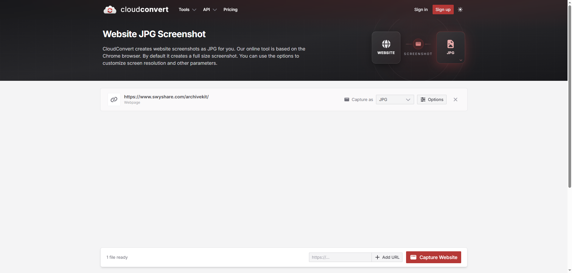 cloudconvert website jpg screenshot