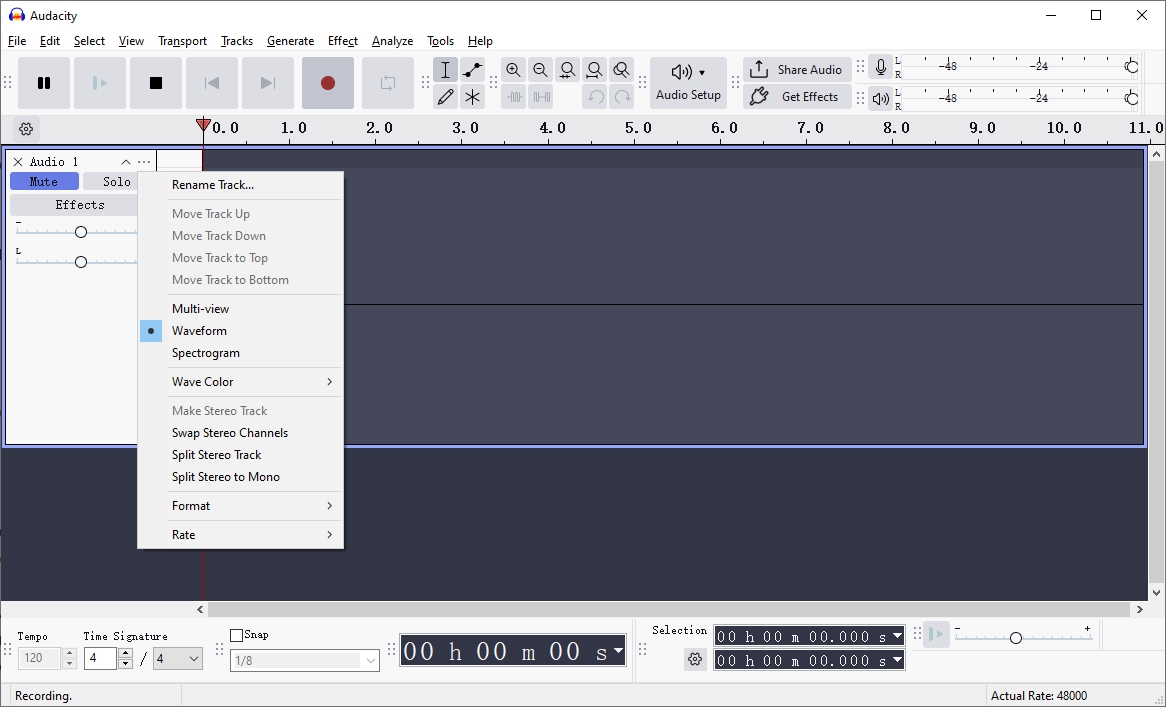 configurar los ajustes de grabación de Audacity