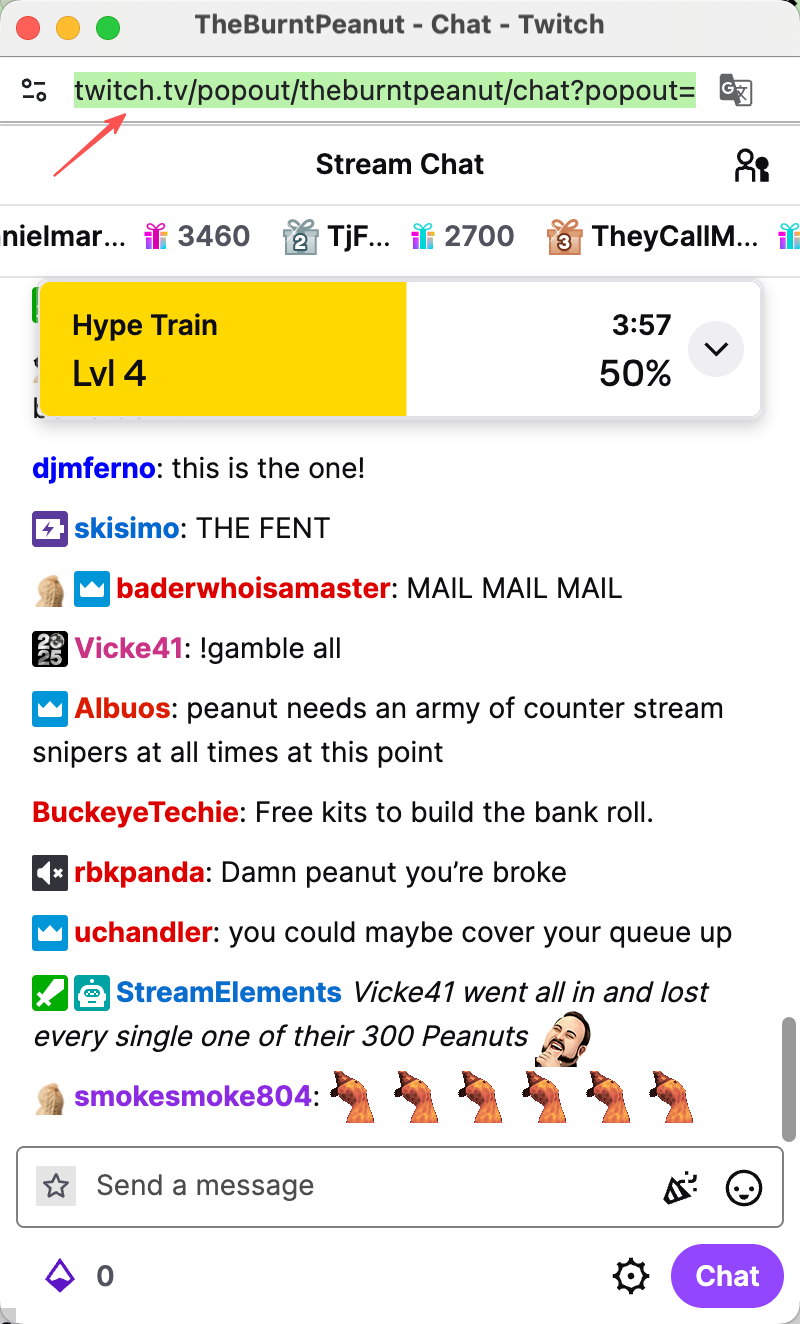 copy popout chat url