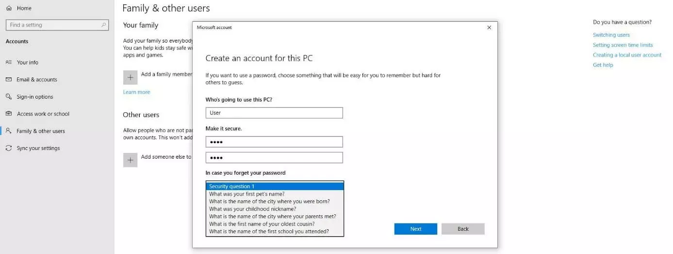 create a new windows user profile