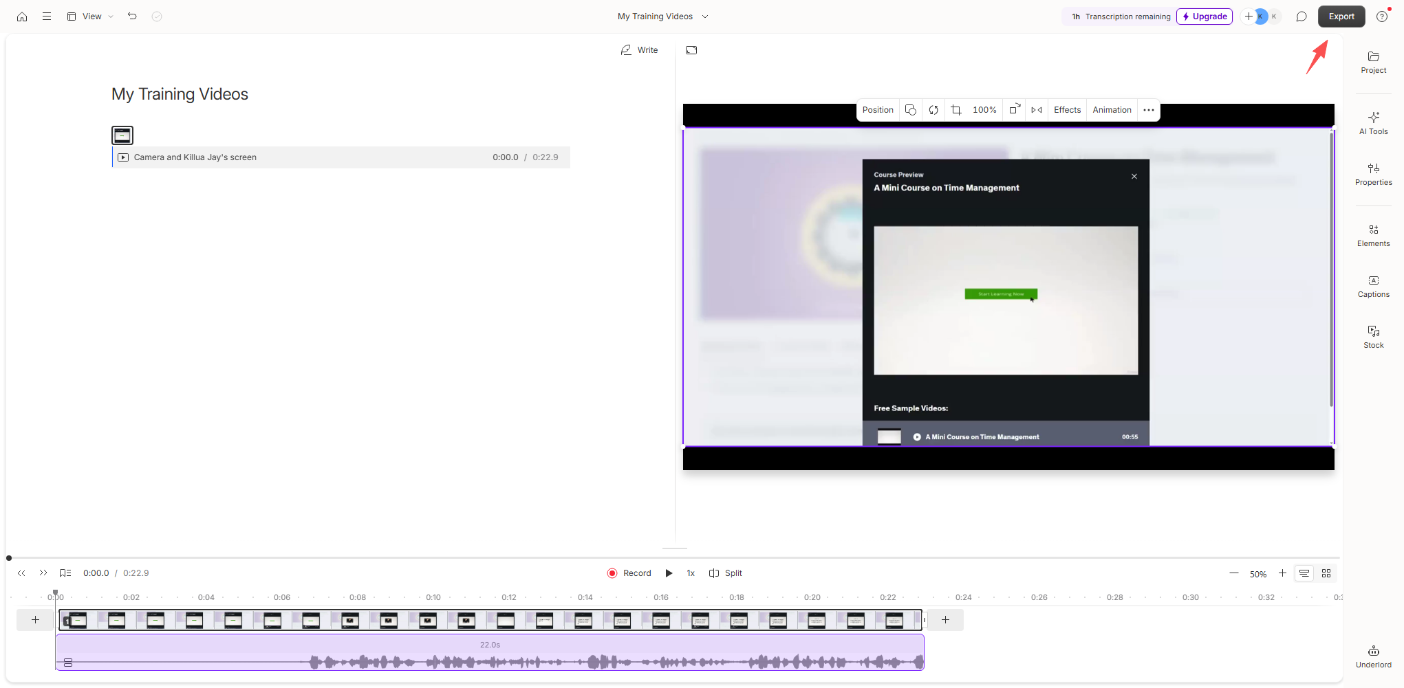 descript export recording