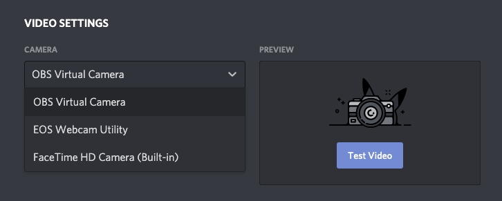 discord select obs virtual camera