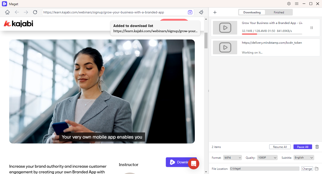 download kajabi video with meget
