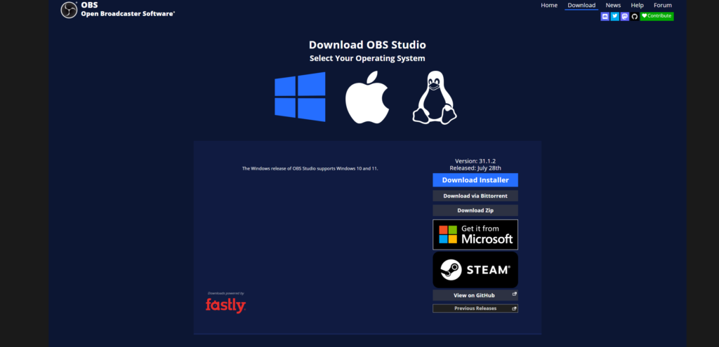 obsをダウンロード