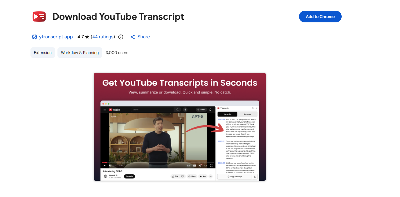 download youtube transcript