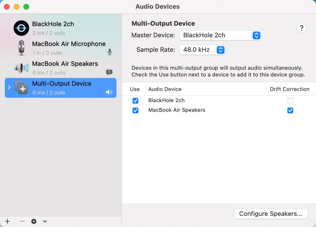 enable mac speakers and blackhole