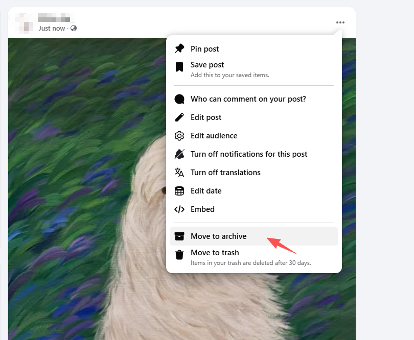 facebook move to archive