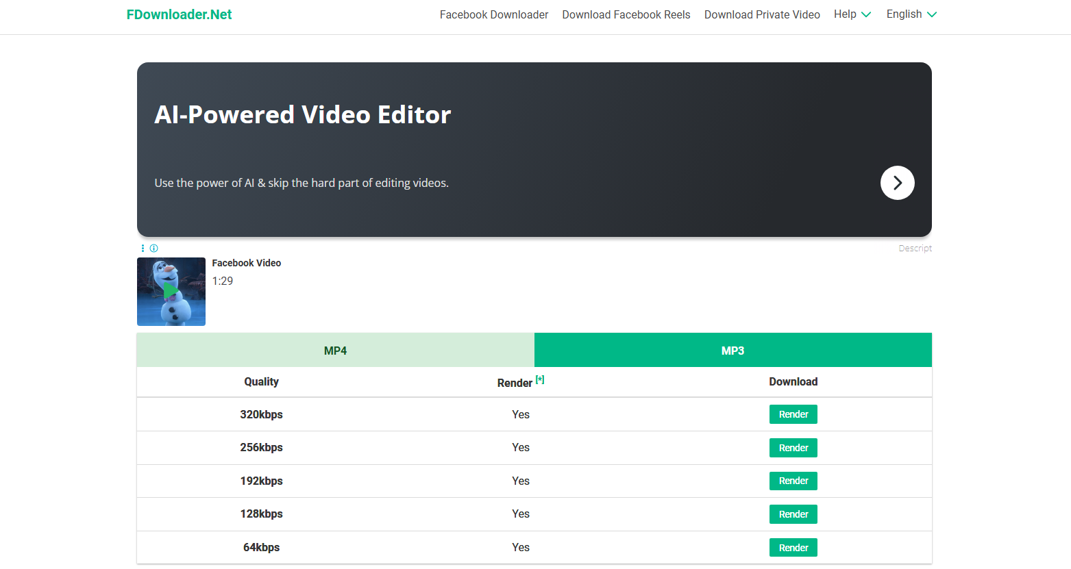 fdownloader 下载 Facebook 音频