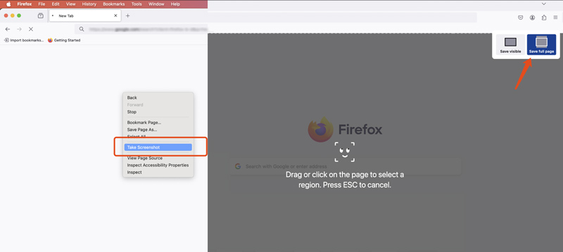 firefox take screenshots