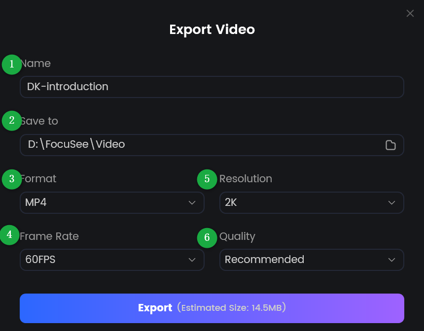 focusee export recording