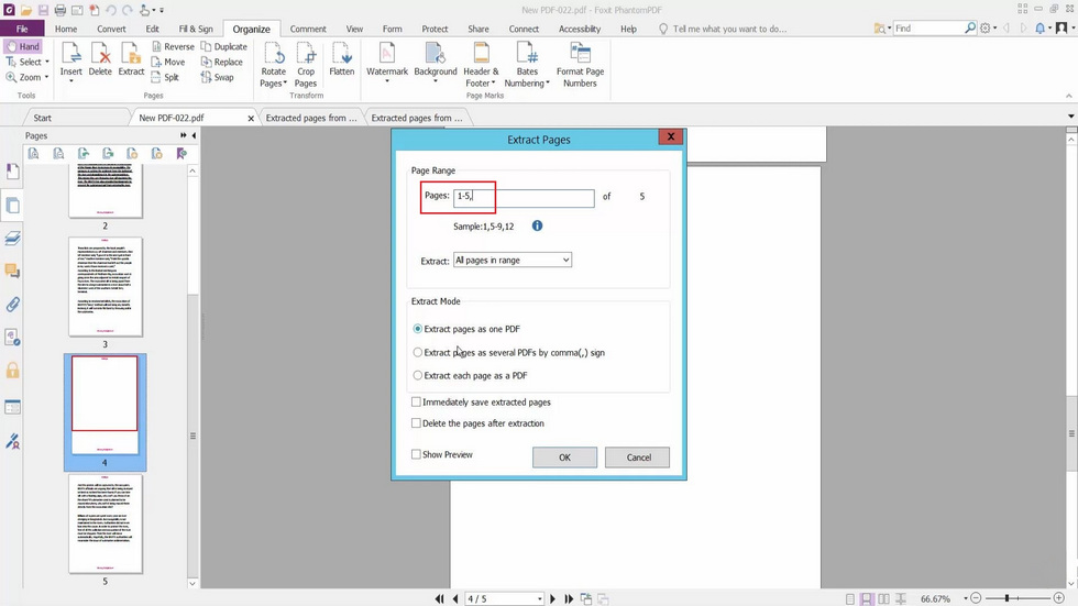 foxit pdf editor extract pages from pdf