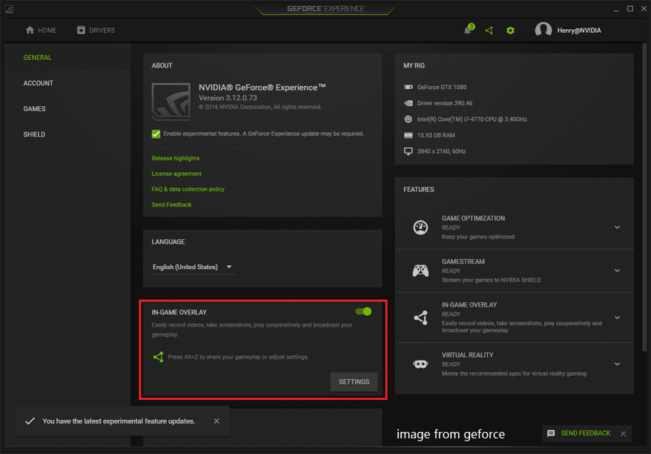 geforce toggle in-game overlay off
