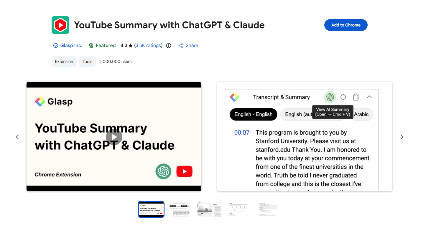 glasp youtube summary​