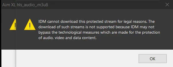 idm cannot download this protected stream