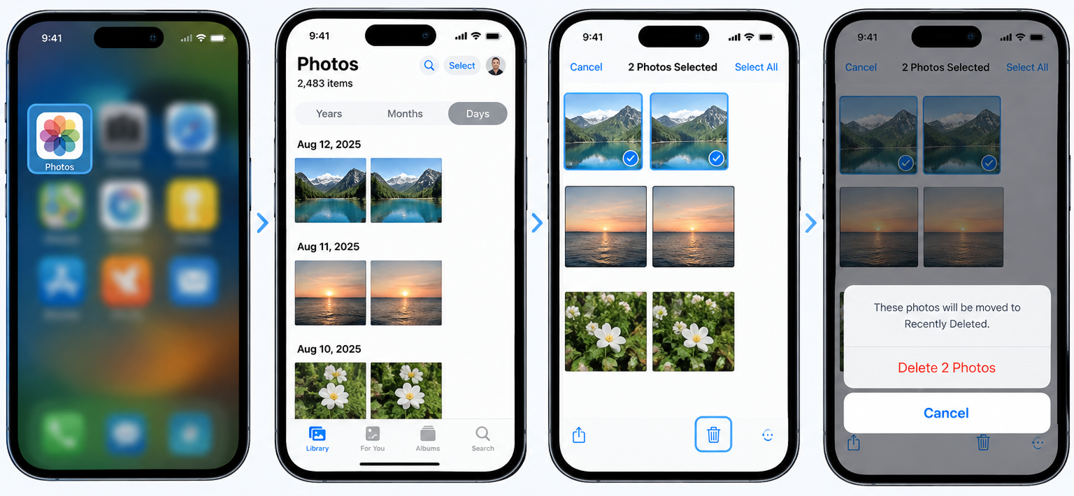 iphone manually find and delete duplicate photos