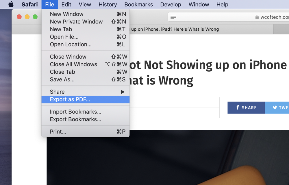 mac safari export as pdf