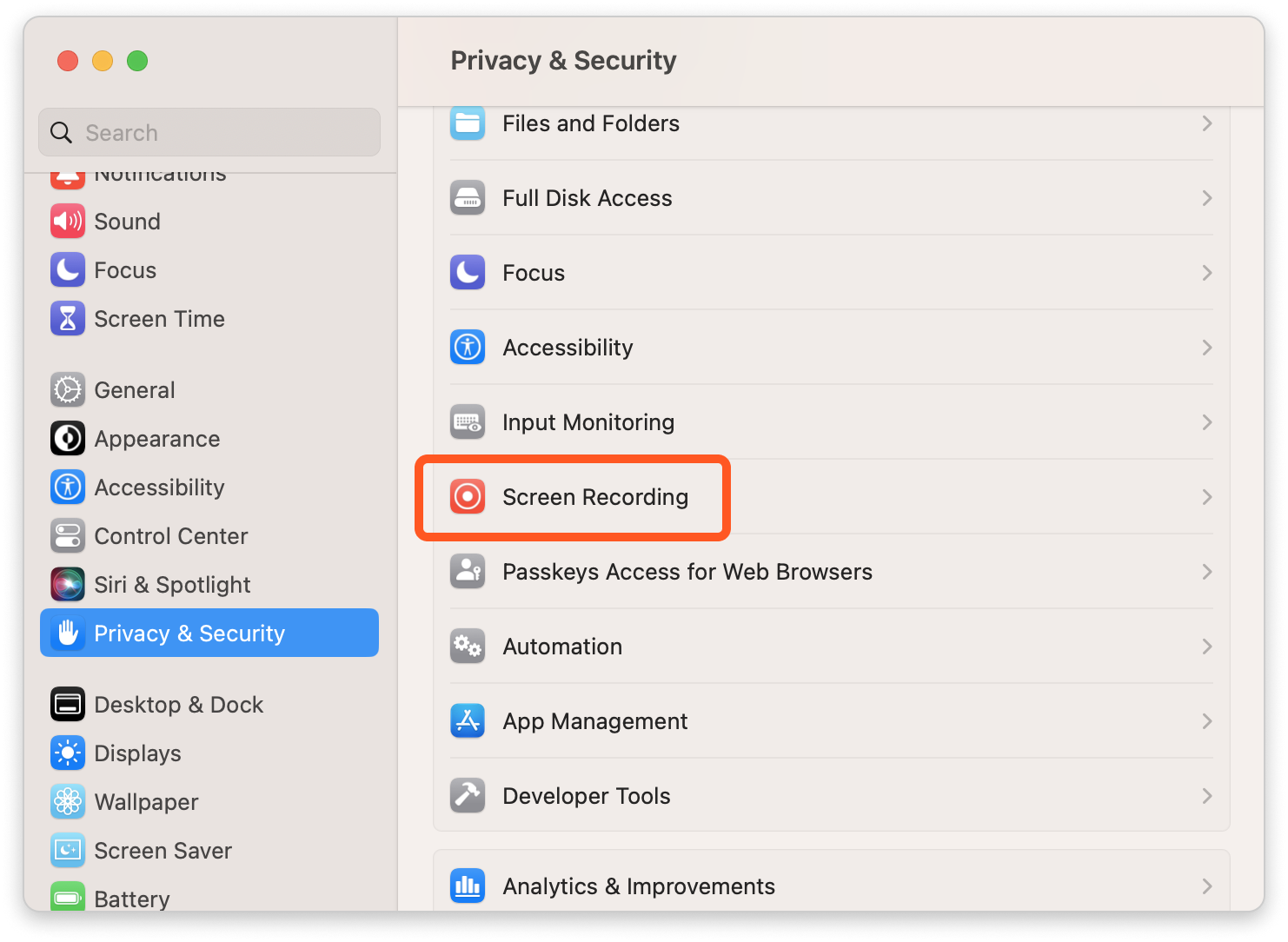 mac screen recording setting