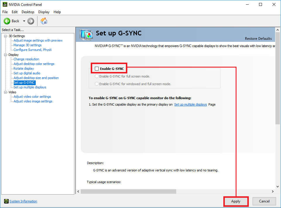 nvidia disable g-sync