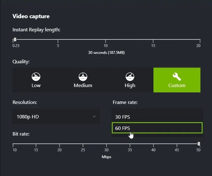 nvidia instant repaly settings