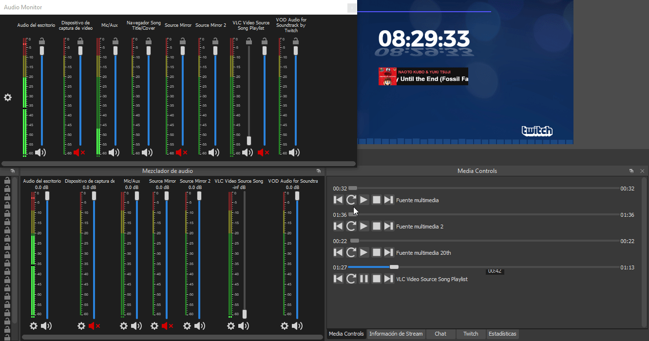 complemento de monitorización de audio obs