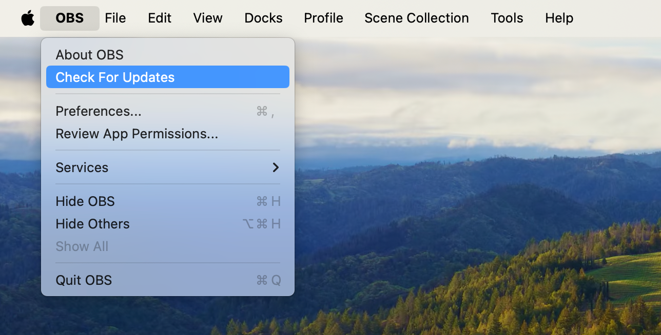 obs check for updates mac