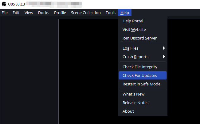 obs check up for updates