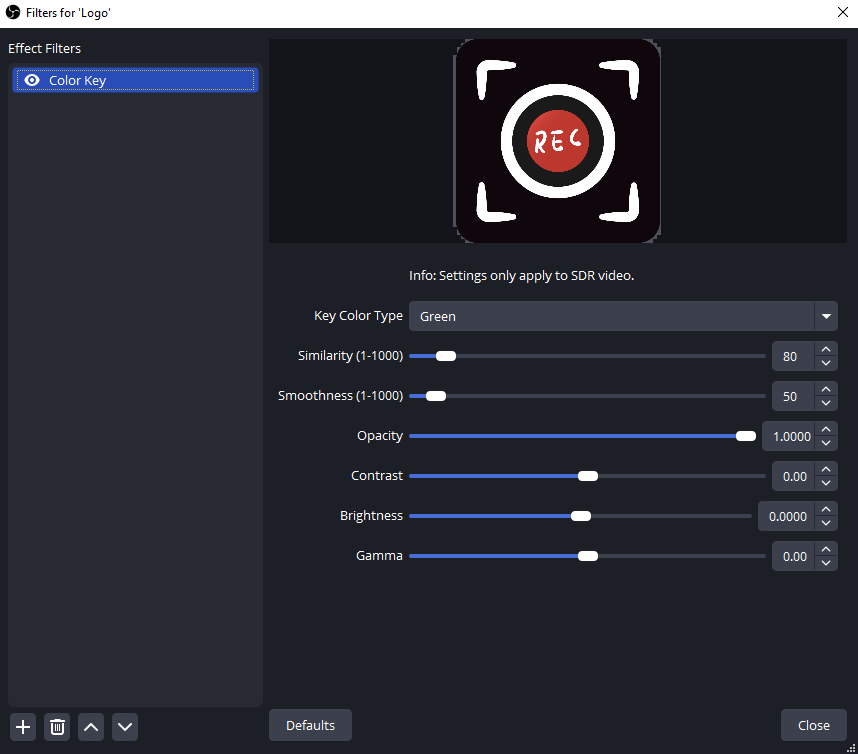 цветовая шкала изображения obs
