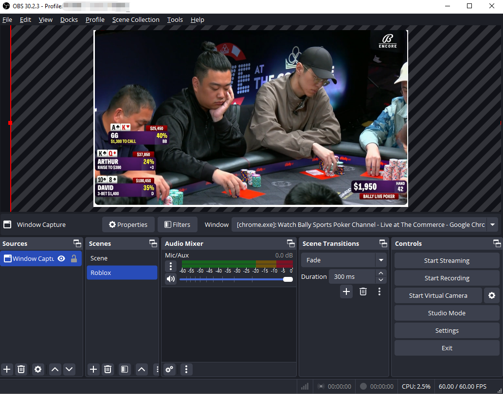 obs record bally sports live