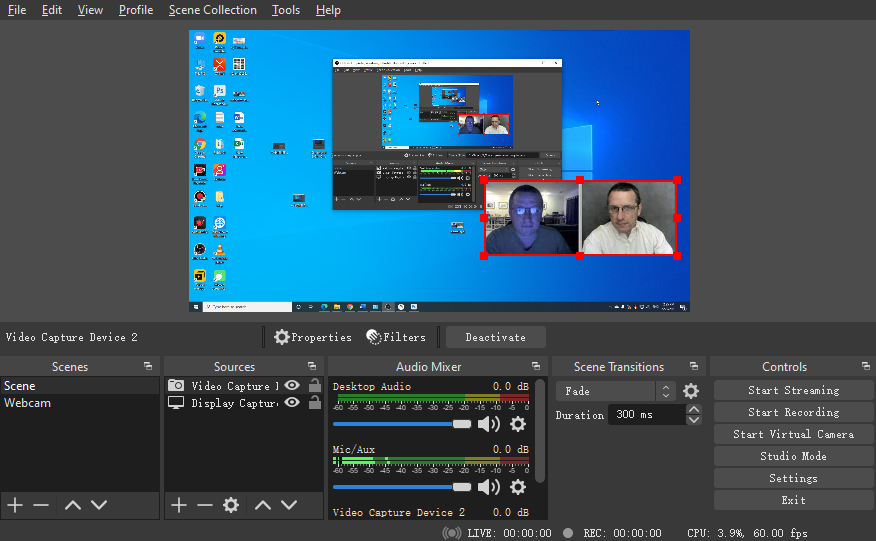 obs record screen and webcam