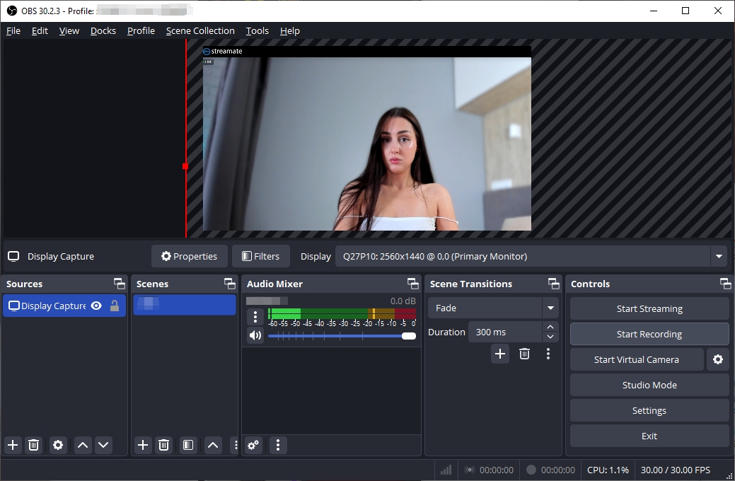 obs record streamate video