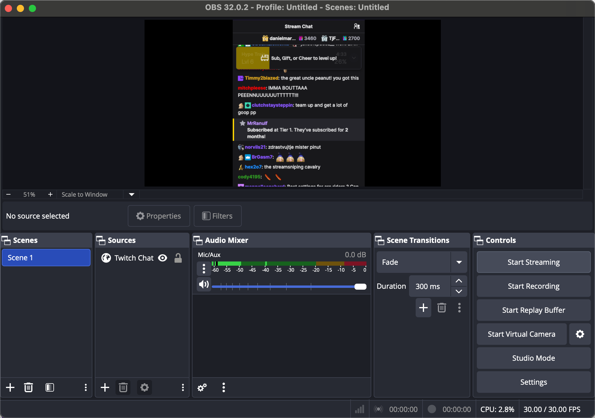 obs record twitch chat